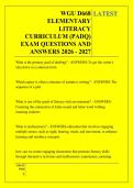 WGU D668 &NewLine;ELEMENTARY &NewLine;LITERACY &NewLine;CURRICULUM &lpar;PADQ&rpar; &NewLine;EXAM QUESTIONS AND &NewLine;ANSWERS 2026 - 2027