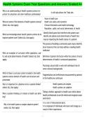 Health Systems Exam Test Questions and Answers Graded A&plus;