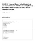 NSG 3500 Maternal Exam 1 Actual Questions and Correct Answers &lpar;Verified Answers&rpar; Already Graded A&plus; &vert; New Update 2026&sol;2027 &vert; Galen College of Nursing&NewLine;