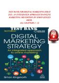 DIGITAL MARKETING STRATEGY &lpar;3RD EDITION&rpar; BY SIMON KINGSNORTH &ndash; COMPLETE TEST BANK FOR CHAPTERS 1&ndash;22 WITH EXAM QUESTIONS AND ANSWERS A&plus; VERIFIED 