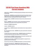 CS100 Final Exam Questions With Correct Answers