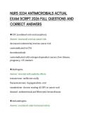 NURS 5334 ANTIMICROBIALS ACTUAL&NewLine;EXAM SCRIPT 2026 FULL QUESTIONS AND&NewLine;CORRECT ANSWERS&NewLine;