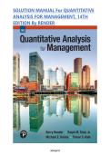 SOLUTION MANUAL For QUANTITATIVE ANALYSIS FOR MANAGEMENT&comma; 14TH EDITION By RENDER&vert;&vert; COMPLETE GUIDE&comma; GRADED A&plus;