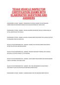 Texas Vehicle Inspector Certification Exam &ndash; Elaborated Questions and Answers Comprehensive Study Guide