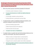 Washington Denturist Licensing Exam Questions With &NewLine;Correct Answers &lpar;Verified Answers&rpar; Plus Rationales 2026 &NewLine;Q&A &vert; Instant Download Pdf