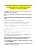 Certified Parks and Recreation Professional &lpar;CPRP&rpar; Exam with all Correct & 100&percnt; Verified Answers &vert;Actual Complete Exam &vert;Already Graded A&plus;