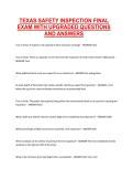 Texas Safety Inspection Final Exam &ndash; Upgraded Questions and Answers &ndash; Comprehensive Practice Exam Material