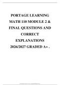 PORTAGE LEARNING MATH 110 MODULE 1 UPTO 8 AND FINAL EXAM  QUESTIONS AND CORRECT EXPLANATIONS 2026&sol;2027 GRADED A&plus; &period;