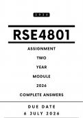 RSE4801 Assignment 2 Answers - Year Module &comma; 2026 &vert; Due Date 6 July 2026