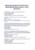 EEOB 2520 &lpar;HUMAN PHYSIOLOGY&rpar;- MIDTERM REVIEW RATED A&plus; FOR SUCCESS&NewLine;&NewLine;