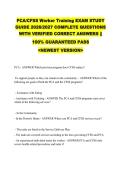 PCA&sol;CFSS Worker Training EXAM STUDY &NewLine;GUIDE 2026&sol;2027 COMPLETE QUESTIONS &NewLine;WITH VERIFIED CORRECT ANSWERS &vert;&vert; &NewLine;100&percnt; GUARANTEED PASS &NewLine;<NEWEST VERSION> 