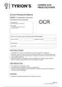 OCR A Level June 2026 Chemistry B Paper 1 Predicted Question Paper