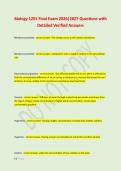 Biology 1201 Final Exam 2026&vert;2027 Questions with &NewLine;Detailed Verified Answers