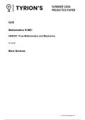 OCR A Level June 2026 Mathematics B Paper 1 Predicted Mark Scheme