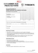 OCR A Level June 2026 Chemistry A Paper 2 Set 2 Predicted Question Paper