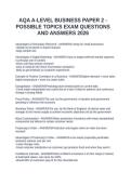 AQA A-LEVEL BUSINESS PAPER 2 - POSSIBLE TOPICS EXAM QUESTIONS AND ANSWERS 2026