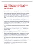AMB 100 Epiccare Ambulatory Exam 2026-27 Questions And Answers 100&percnt; Correct