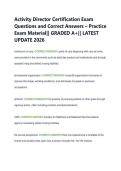 Activity Director Certification Exam &NewLine;Questions and Correct Answers &ndash; Practice &NewLine;Exam Material&vert;&vert; GRADED A&plus;&vert;&vert; LATEST &NewLine;UPDATE 2026
