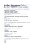 Med-Surg Cardiovascular Review Questions 2026 with Correct Answers &vert; Medical-Surgical Nursing Cardiac Study Guide &vert; Verified Solutions &vert; A&plus; Rated