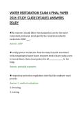 WATER RESTORATION EXAM 4 FINAL PAPER&NewLine;2026 STUDY GUIDE DETAILED ANSWERS&NewLine;READY