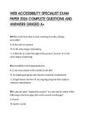 WEB ACCESSIBILITY SPECIALIST EXAM&NewLine;PAPER 2026 COMPLETE QUESTIONS AND&NewLine;ANSWERS GRADED A&plus;