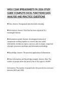 WGU C268 SPREADSHEETS PA 2026 STUDY&NewLine;GUIDE COMPLETE EXCEL FUNCTIONS DATA&NewLine;ANALYSIS AND PRACTICE QUESTIONS