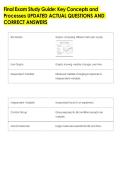Final Exam Study Guide&colon; Key Concepts and &NewLine;Processes UPDATED ACTUAL QUESTIONS AND &NewLine;CORRECT ANSWERS