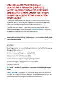 IAEM CEM&sol;AEM PRACTICE EXAM QUESTIONS & ANSWERS &lpar;VERIFIED&rpar; &vert; LATEST 2026&sol;2027 UPDATED CERTIFIED EMERGENCY MANAGEMENT TEST PREP &vert; COMPLETE ACTUAL EXAM SIMULATION STUDY GUIDE