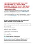 HESI HEALTH ASSESSMENT EXAM 2026 UPDATED PRACTICE QUESTIONS & ANSWERS &vert; MULTIPLE CHOICE TEST BANK &vert; VERIFIED EXAM PREP STUDY GUIDE FOR NURSING SUCCESS