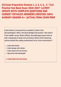 CCA Exam Preparation Domains 1&comma; 2&comma; 3&comma; 4&comma; 5&comma; &comma; 6  7 & 8 &NewLine;Practice Test Bank Exam 2026-2027 LATEST &NewLine;UPDATE WITH COMPLETE QUESTIONS AND &NewLine;CORRECT DETAILED ANSWERSVERIFIED 100&percnt; &NewLine;ALREADY GRADED A&plus; ACTUAL FINAL EXAM PREP 
