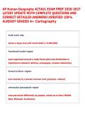 AP Human Geography ACTAUL EXAM PREP 2026-2027 &NewLine;LATEST UPDATE WITH COMPLETE QUESTIONS AND &NewLine;CORRECT DETAILED ANSWERSVERIFIED 100&percnt; &NewLine;ALREADY GRADED A&plus; Cartography
