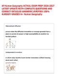 AP Human Geography ACTAUL EXAM PREP 2026-2027 &NewLine;LATEST UPDATE WITH COMPLETE QUESTIONS AND &NewLine;CORRECT DETAILED ANSWERSVERIFIED 100&percnt; &NewLine;ALREADY GRADED A&plus; Human Geography 