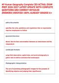 AP Human Geography Complete CED ACTAUL EXAM &NewLine;PREP 2026-2027 LATEST UPDATE WITH COMPLETE &NewLine;QUESTIONS AND CORRECT DETAILED &NewLine;ANSWERSVERIFIED 100&percnt; ALREADY GRADED A&plus; 