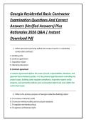 Georgia Residential Basic Contractor &NewLine;Examination Questions And Correct &NewLine;Answers &lpar;Verified Answers&rpar; Plus &NewLine;Rationales 2026 Q&A &vert; Instant &NewLine;Download Pdf 