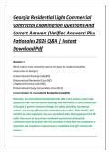 Georgia Residential Light Commercial &NewLine;Contractor Examination Questions And &NewLine;Correct Answers &lpar;Verified Answers&rpar; Plus &NewLine;Rationales 2026 Q&A &vert; Instant &NewLine;Download Pdf 