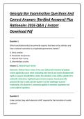 Georgia Bar Examination Questions And &NewLine;Correct Answers &lpar;Verified Answers&rpar; Plus &NewLine;Rationales 2026 Q&A &vert; Instant &NewLine;Download Pdf 