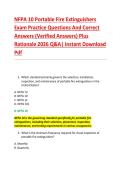 NFPA 10 Portable Fire Extinguishers &NewLine;Exam Practice Questions And Correct &NewLine;Answers &lpar;Verified Answers&rpar; Plus &NewLine;Rationale 2026 Q&A&vert; Instant Download &NewLine;Pdf 