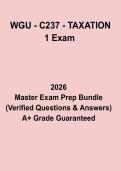 WGU C237 &ndash; Taxation 1 Exam&colon; Complete Study Guide&comma; Revision Notes & Practice Questions PDF
