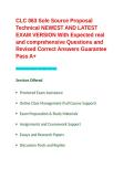 CLC 063 Sole Source Proposal Technical NEWEST AND LATEST EXAM VERSION With Expected real and comprehensive Questions and Revised Correct Answers Guarantee Pass A&plus;&period;