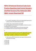 NFPA 70 National Electrical Code Exam &NewLine;Practice Questions And Correct Answers &NewLine;&lpar;Verified Answers&rpar; Plus Rationale 2026 &NewLine;Q&A&vert; Instant Download Pdf 