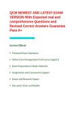 qcm NEWEST AND LATEST EXAM VERSION With Expected real and comprehensive Questions and Revised Correct Answers Guarantee Pass A&plus;&period;