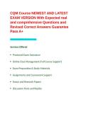CQM Course NEWEST AND LATEST EXAM VERSION With Expected real and comprehensive Questions and Revised Correct Answers Guarantee Pass A&plus;&period;