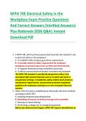 NFPA 70E Electrical Safety in the &NewLine;Workplace Exam Practice Questions &NewLine;And Correct Answers &lpar;Verified Answers&rpar; &NewLine;Plus Rationale 2026 Q&A&vert; Instant &NewLine;Download Pdf 