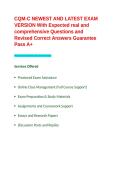 CQM-C NEWEST AND LATEST EXAM VERSION With Expected real and comprehensive Questions and Revised Correct Answers Guarantee Pass A&plus;&period;