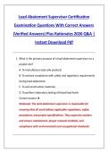 Lead Abatement Supervisor Certification &NewLine;Examination Questions With Correct Answers &NewLine;&lpar;Verified Answers&rpar; Plus Rationales 2026 Q&A &vert; &NewLine;Instant Download Pdf 