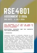 RSE4801 Assignment 2 &lbrace;COMPLETE ANSWERS&rcub; Due Date 6 July 2026