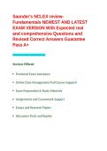 Saunder-s NCLEX review-Fundamentals NEWEST AND LATEST EXAM VERSION With Expected real and comprehensive Questions and Revised Correct Answers Guarantee Pass A&plus;&period;