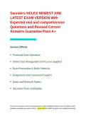 Saunders NCLEX NEWEST AND LATEST EXAM VERSION With Expected real and comprehensive Questions and Revised Correct Answers Guarantee Pass A&plus;&period;