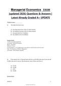 Managerial&period;Economics&period;  EXAM &NewLine;&lpar;updated 2026&rpar; Questions & Answers &vert; &NewLine;Latest Already Graded A&plus; UPDATE