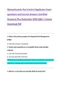 Massachusetts Pest Control Applicator Exam&NewLine;questions and Correct Answers &lpar;Verified &NewLine;Answers&rpar; Plus Rationales 2026 Q&A &vert; Instant &NewLine;Download Pdf